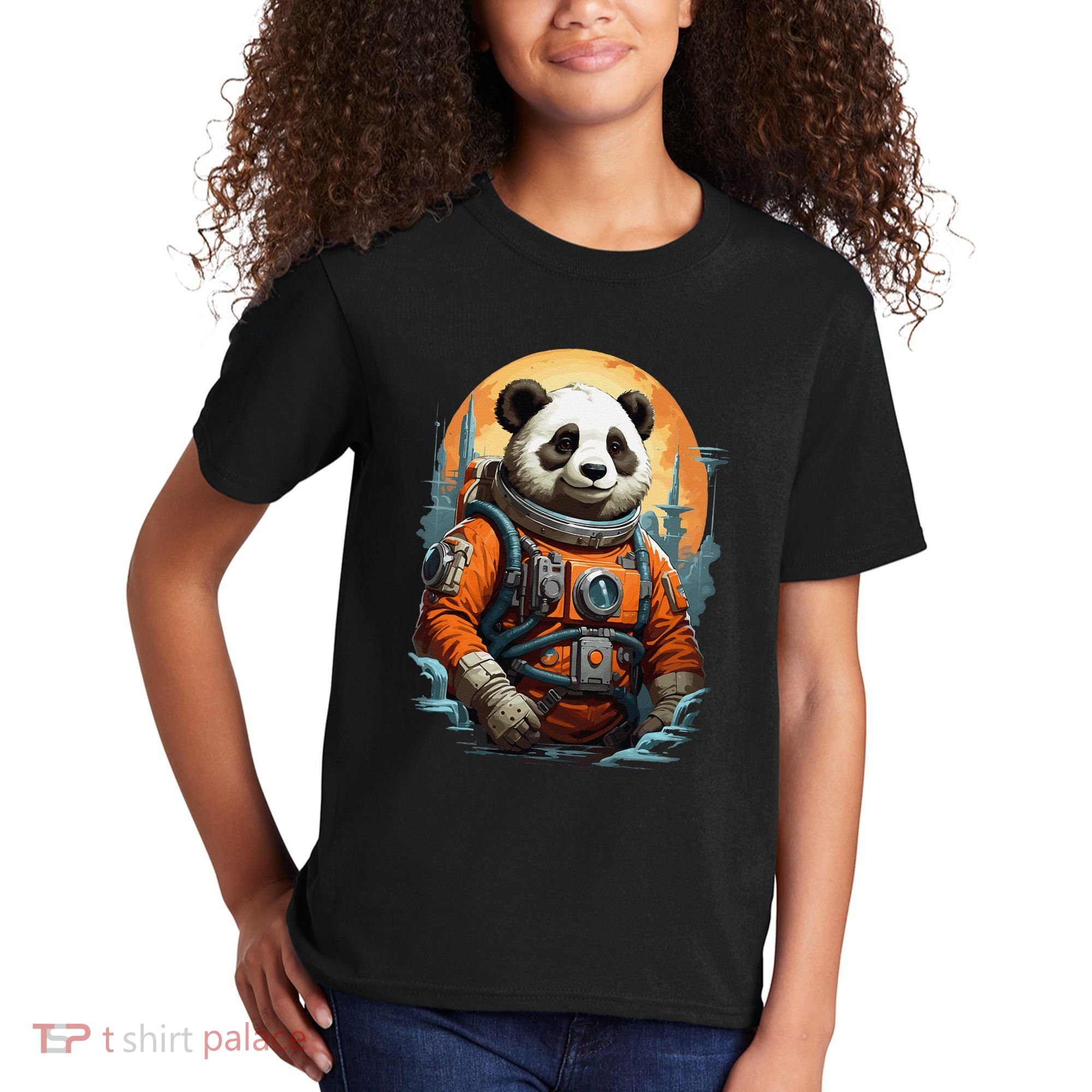 Astronaut Panda In Space Cute Kids T-Shirt