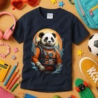 Astronaut Panda In Space Cute Kids T-Shirt thumb 3