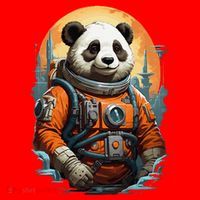 Astronaut Panda In Space Cute Santa Hat thumb 1