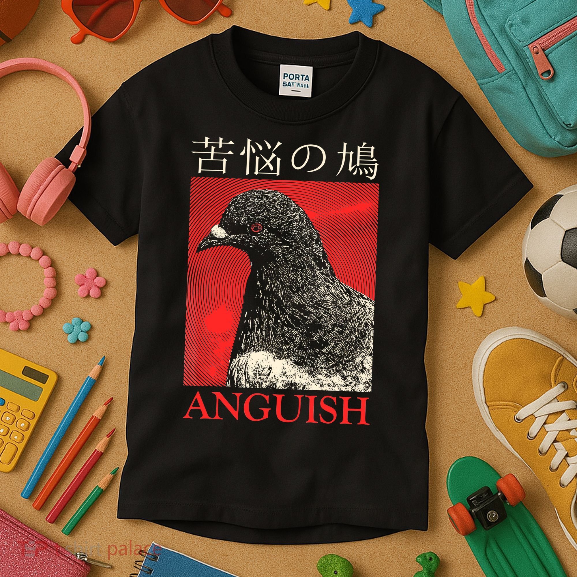Anguish Pigeon Japanese Kids T-Shirt
