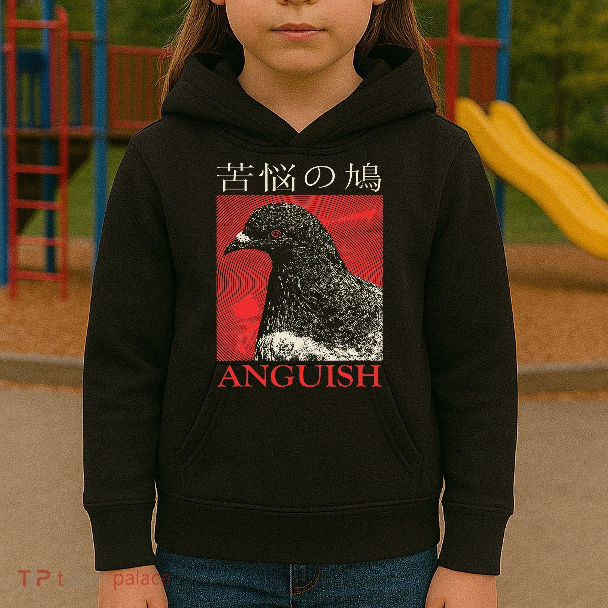 Anguish Pigeon Japanese Kids Hoodie