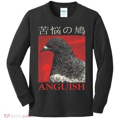 Anguish Pigeon Japanese Kids Long Sleeve Shirt
