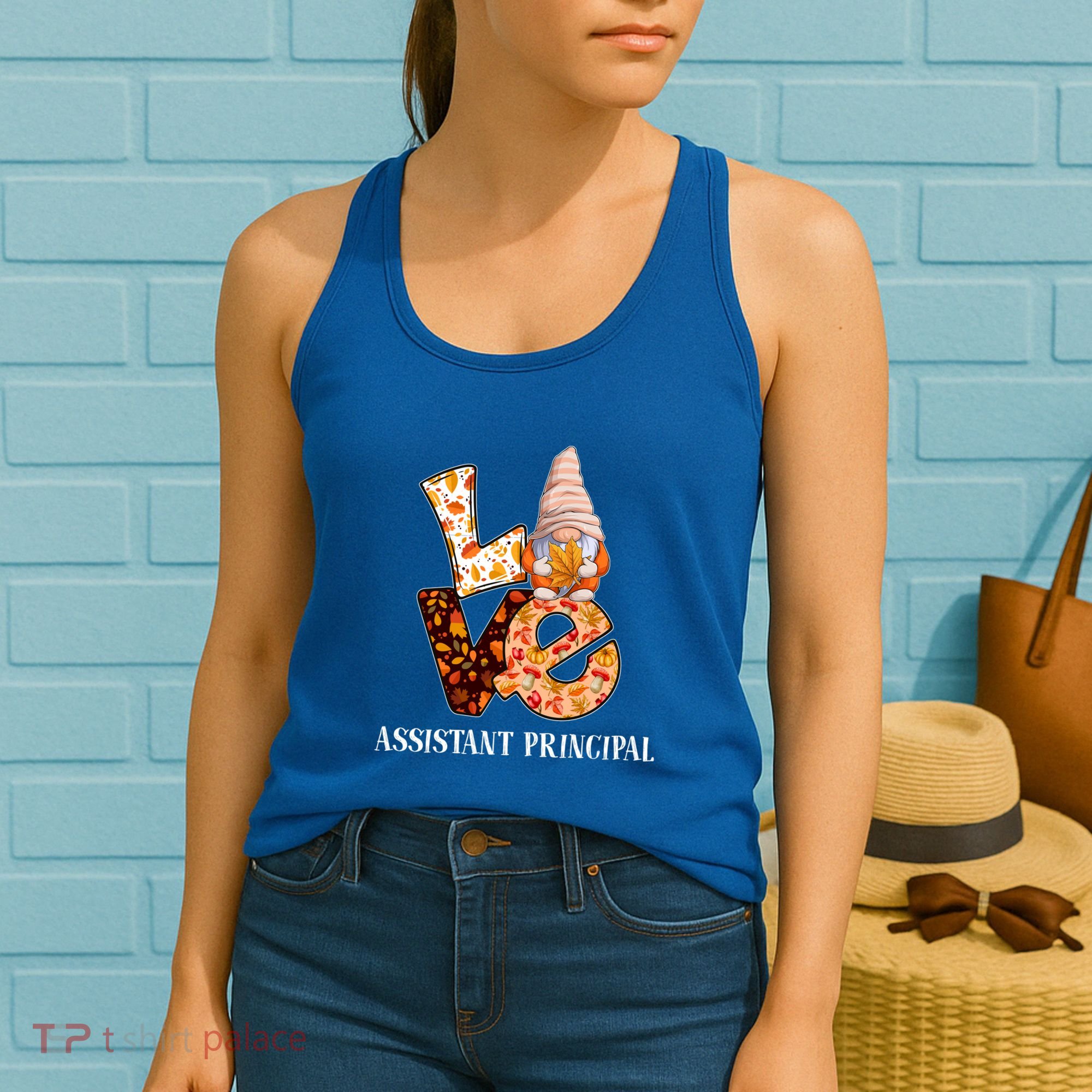 Assistant Principal Love Autumn Fall Gnome For Teachers Great Gift Women's Tank Top