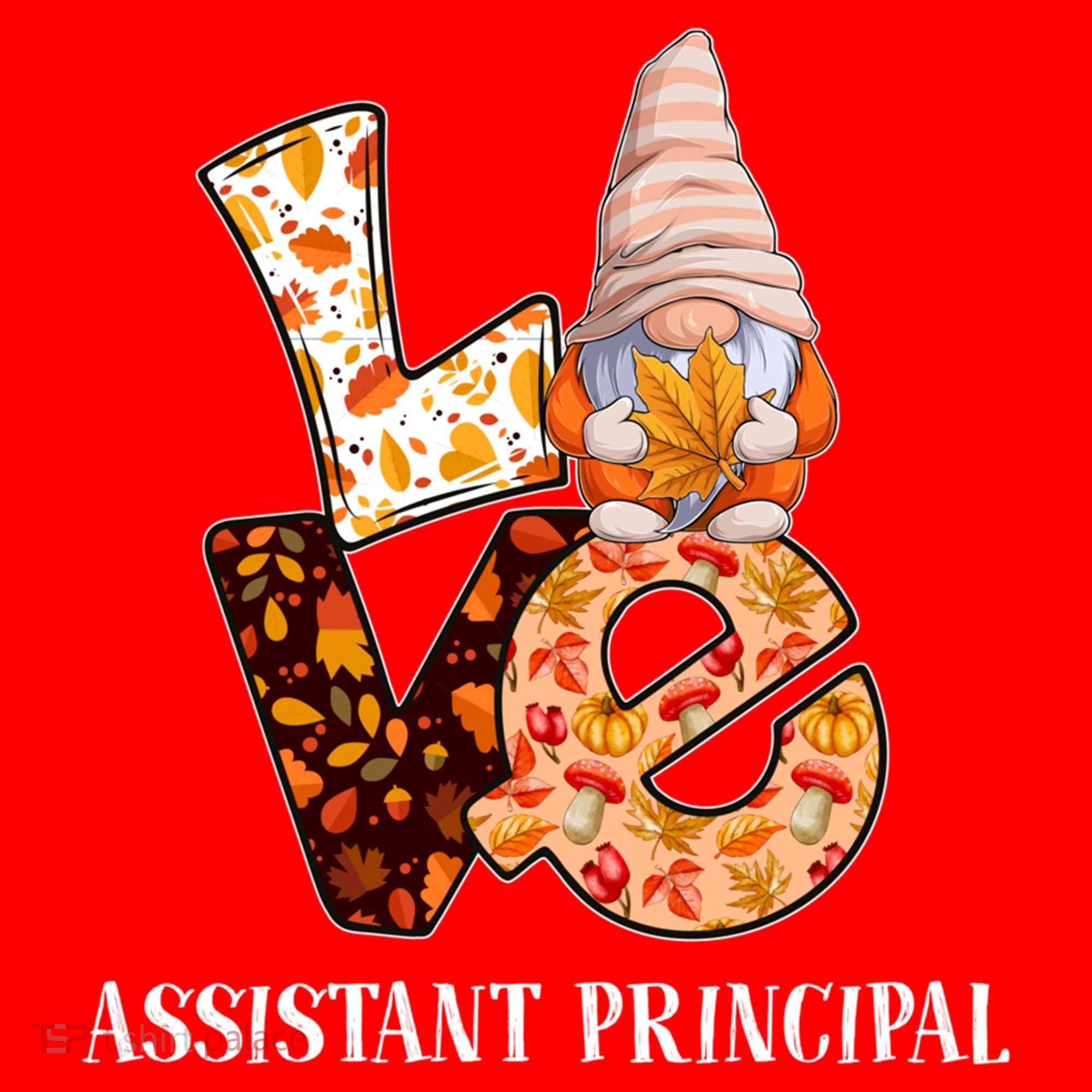 Assistant Principal Love Autumn Fall Gnome For Teachers Great Gift Santa Hat
