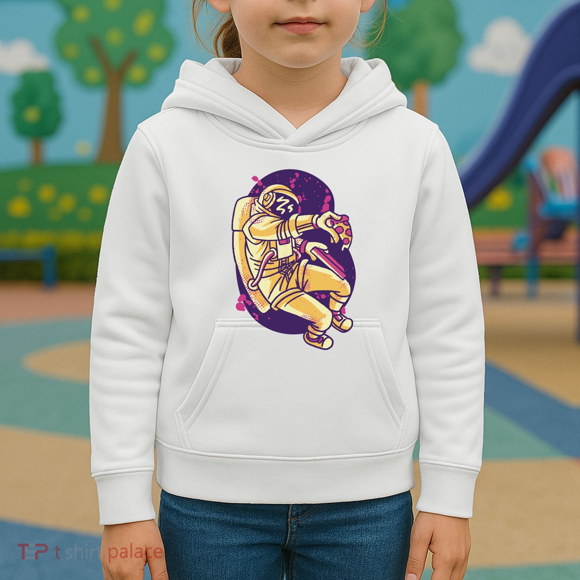 Astronaut Pizza Lover Kids Hoodie