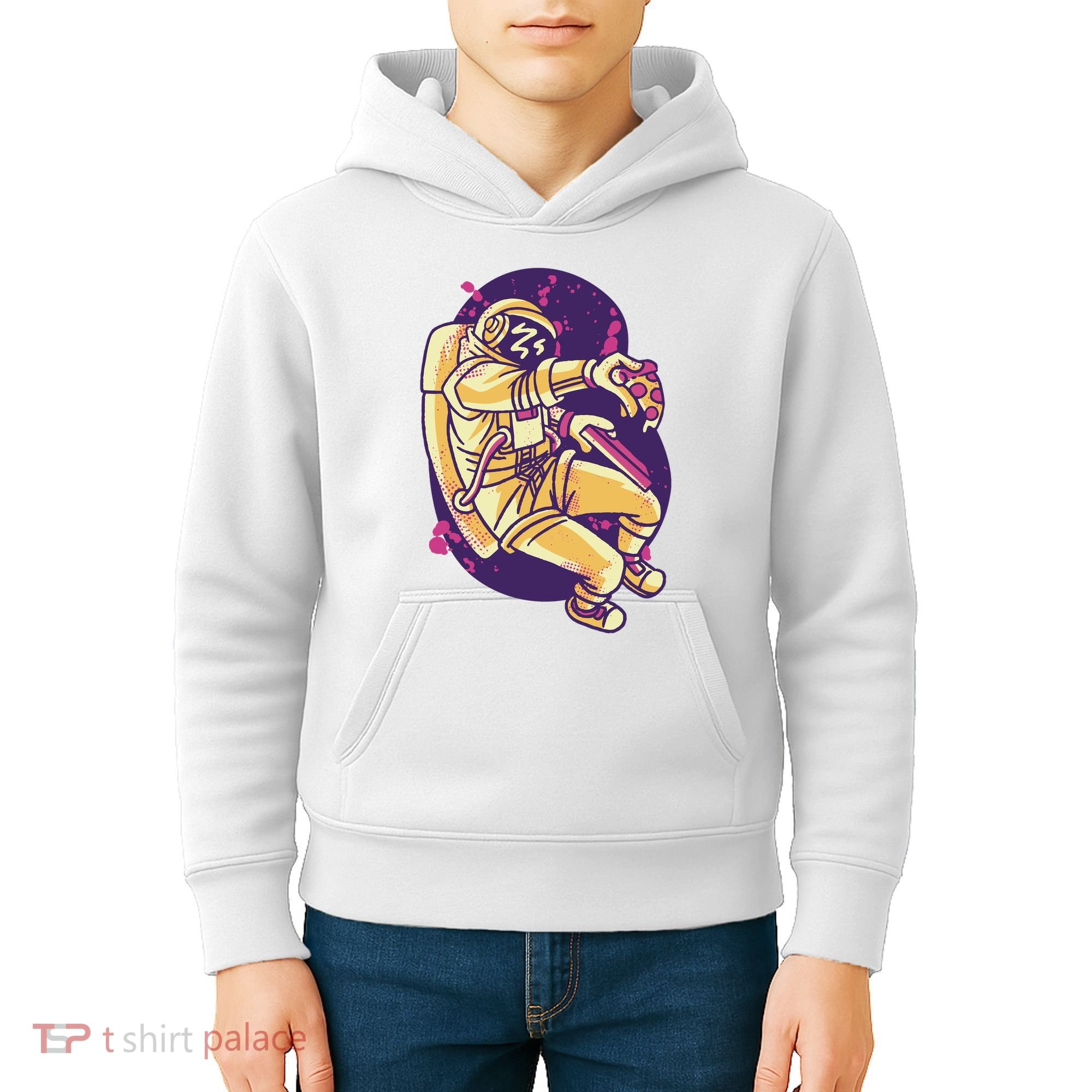 Astronaut Pizza Lover Kids Hoodie
