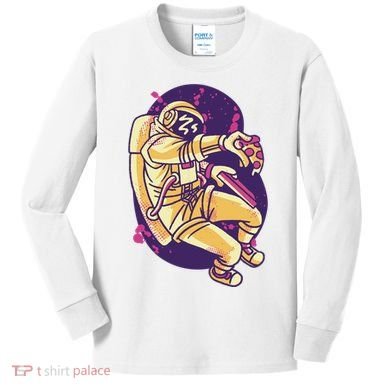 Astronaut Pizza Lover Kids Long Sleeve Shirt