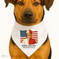 American Pope Leo XIV May 8th 2025 Robert Francis Prevost USA-Made Doggie Bandana thumb 1
