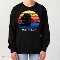 Arrgh Pirate Life Pirate Ship And Jolly Roger Flag Pirate Women's Sweatshirt thumb 0