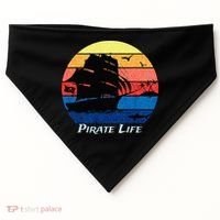 Arrgh Pirate Life Pirate Ship And Jolly Roger Flag Pirate USA-Made Doggie Bandana thumb 0