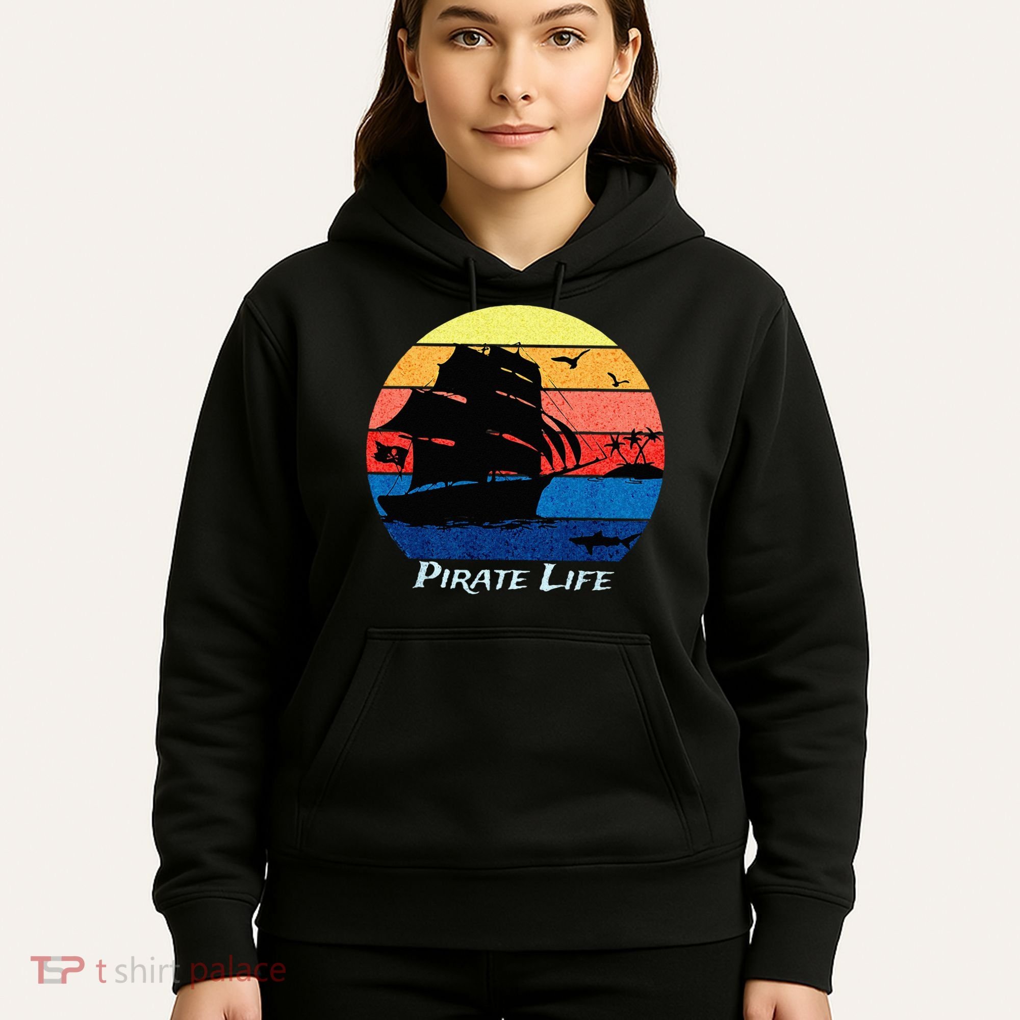 Arrgh Pirate Life Pirate Ship And Jolly Roger Flag Pirate Hoodie