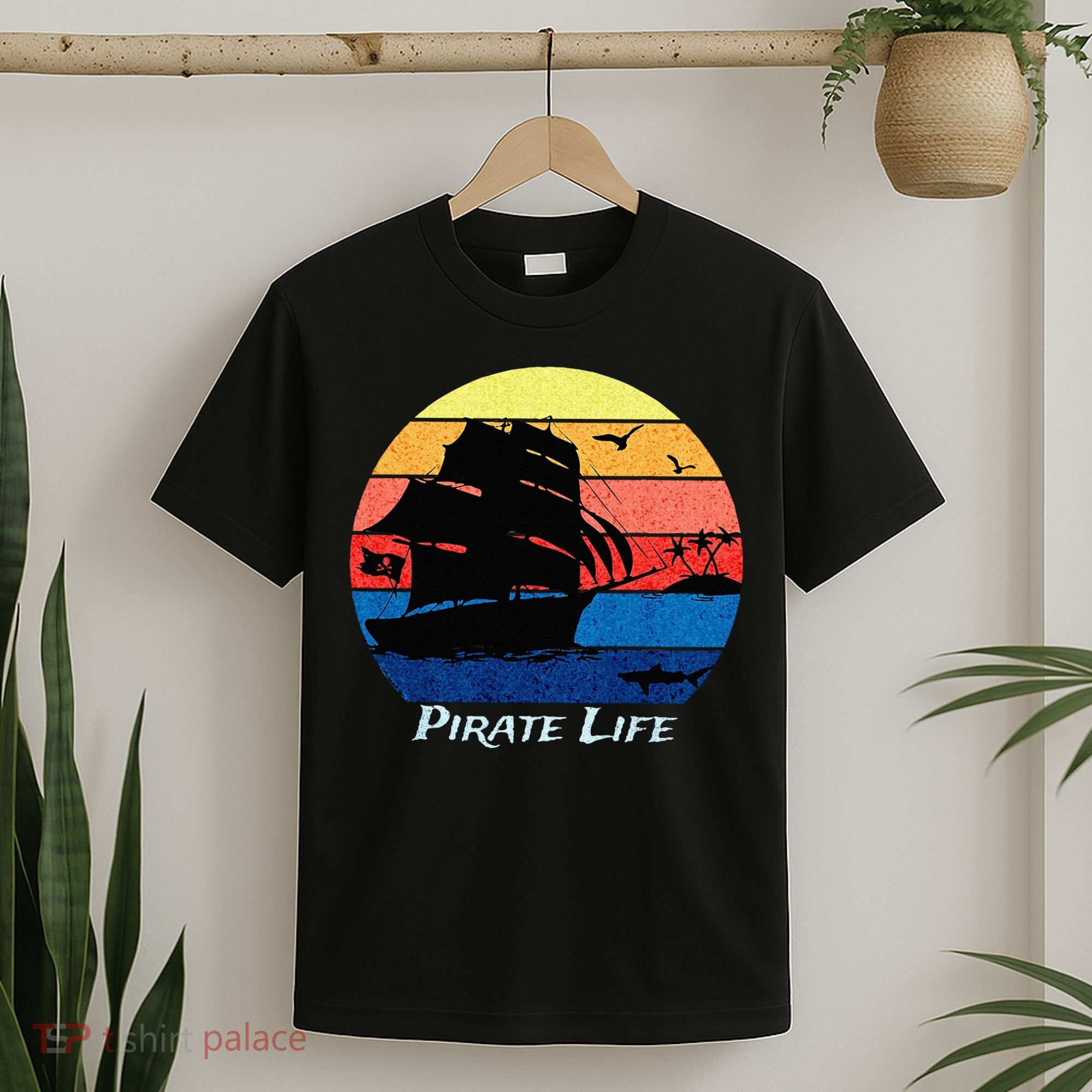 Arrgh Pirate Life Pirate Ship And Jolly Roger Flag Pirate T-Shirt