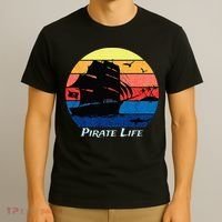 Arrgh Pirate Life Pirate Ship And Jolly Roger Flag Pirate T-Shirt thumb 3