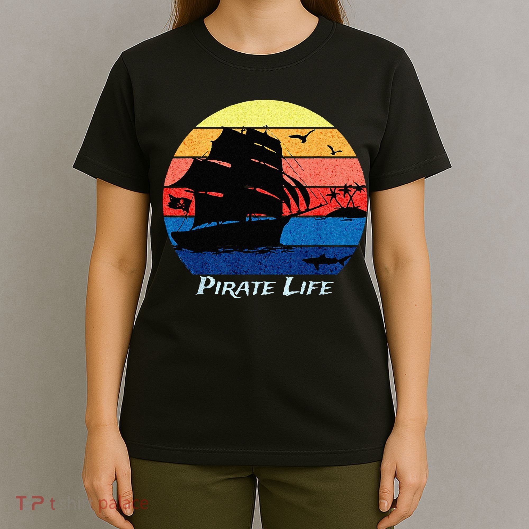 Arrgh Pirate Life Pirate Ship And Jolly Roger Flag Pirate T-Shirt