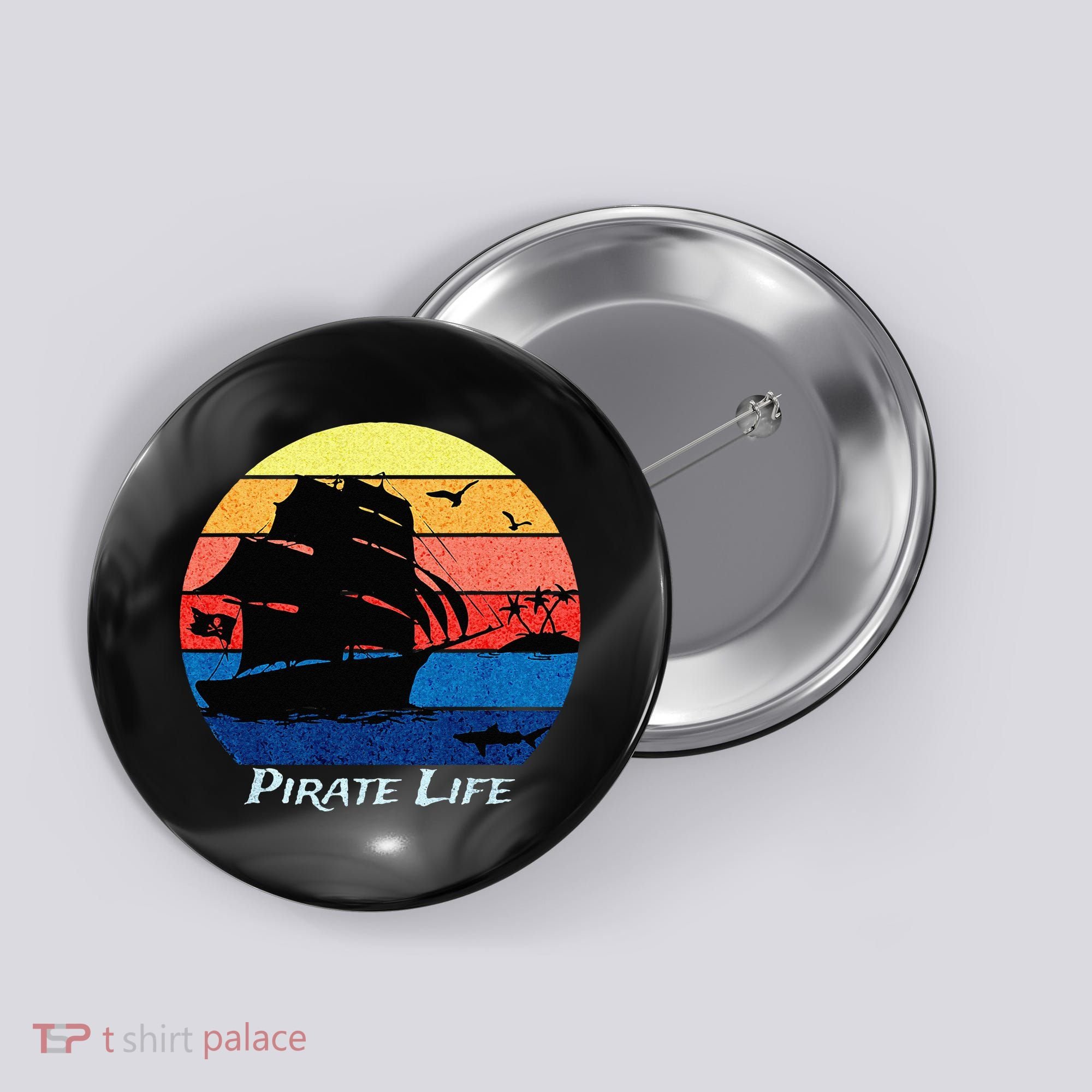 Arrgh Pirate Life Pirate Ship And Jolly Roger Flag Pirate Button