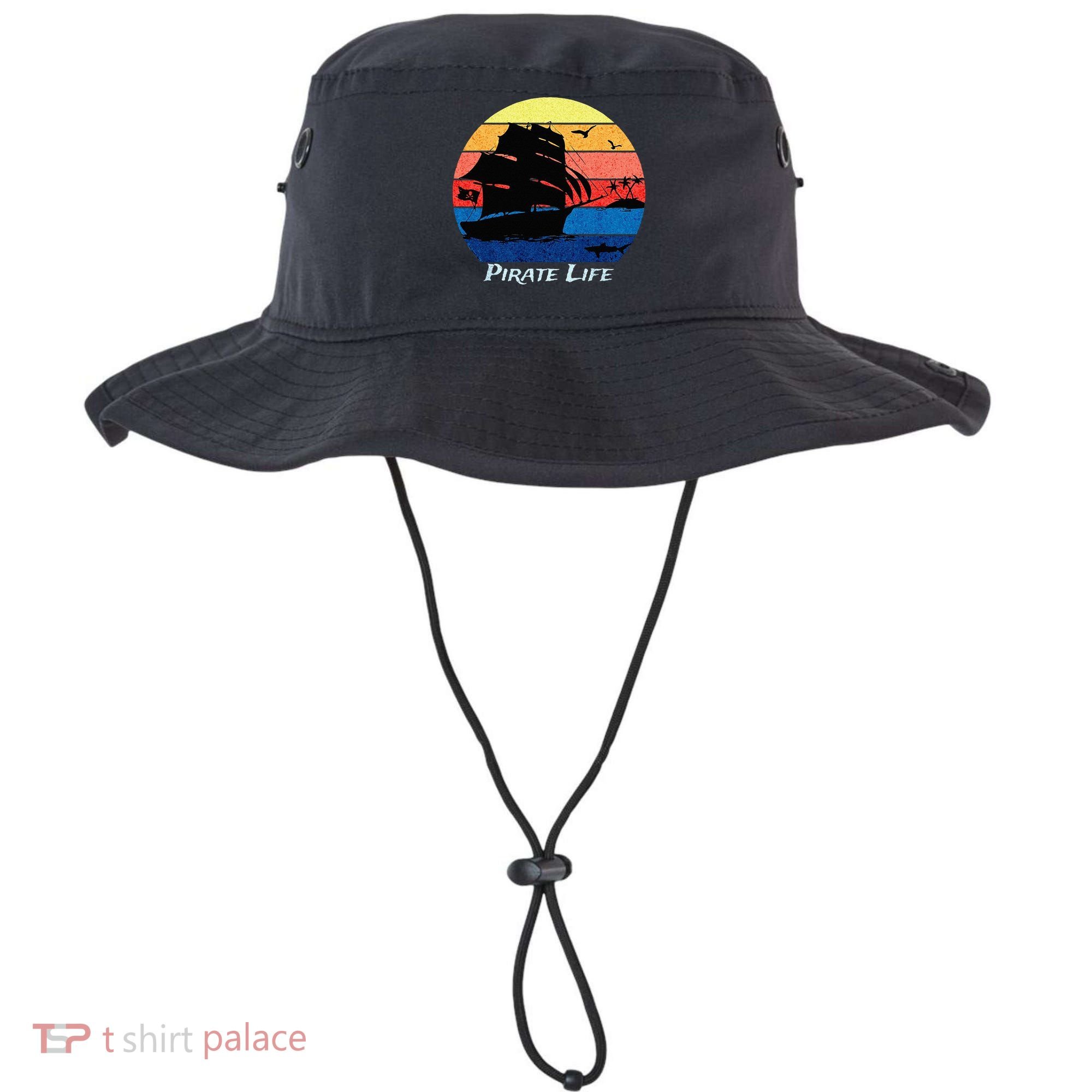Arrgh Pirate Life Pirate Ship And Jolly Roger Flag Pirate Bucket Hat