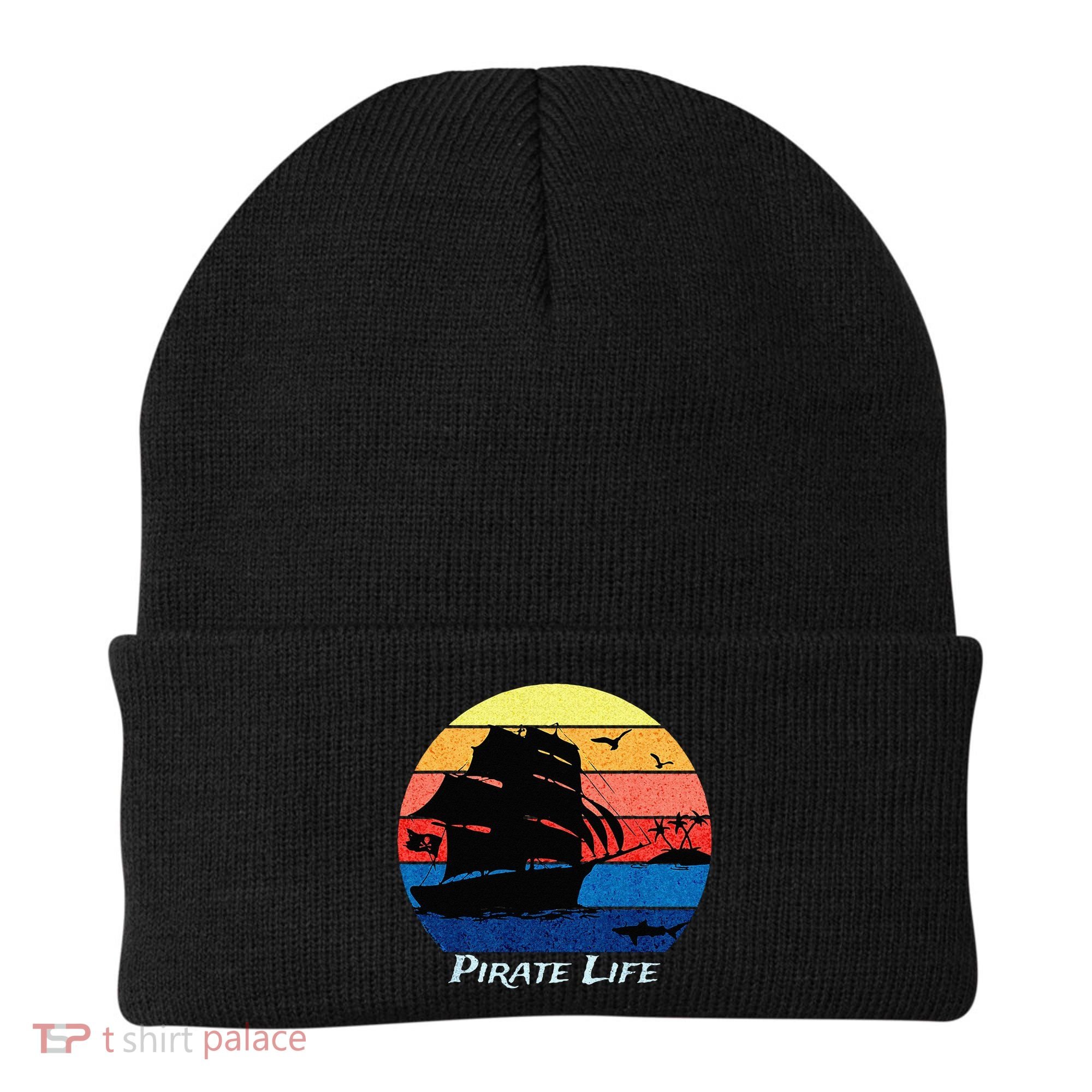 Arrgh Pirate Life Pirate Ship And Jolly Roger Flag Pirate Beanie