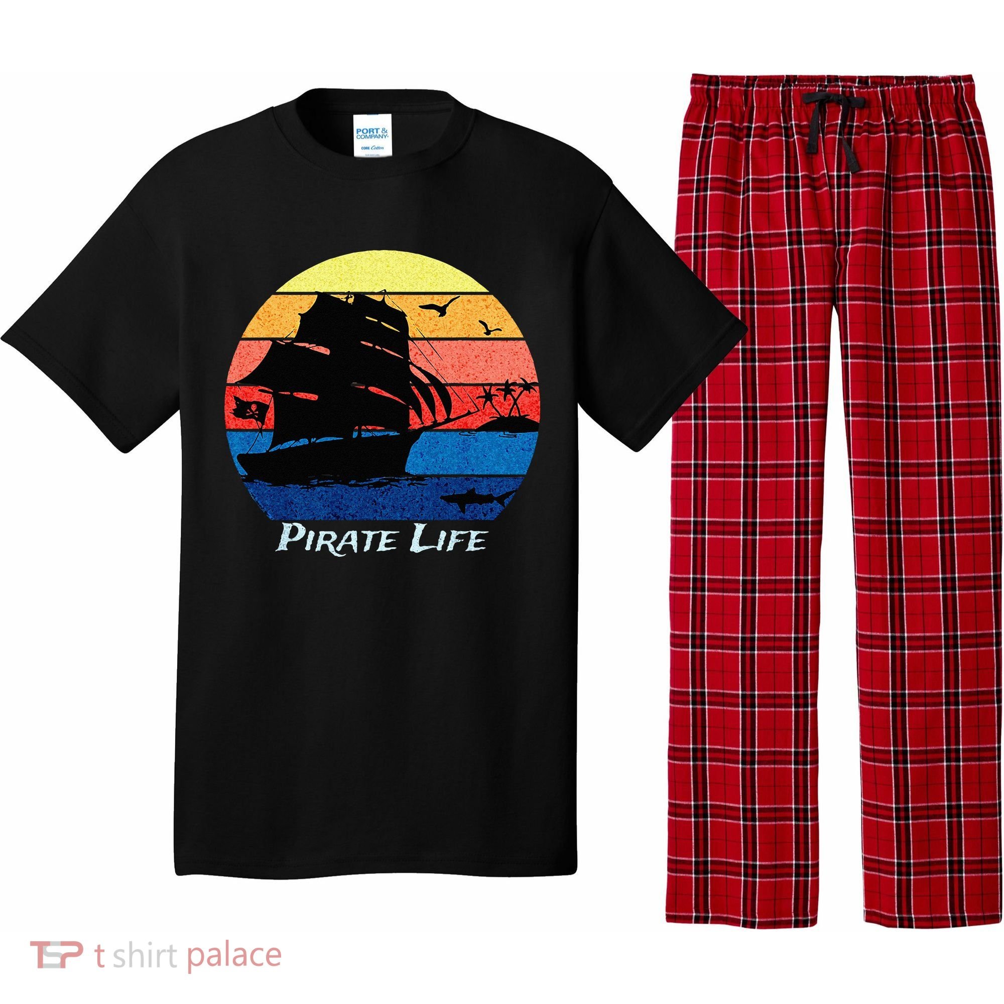 Arrgh Pirate Life Pirate Ship And Jolly Roger Flag Pirate Pajama Set