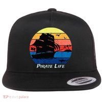Arrgh Pirate Life Pirate Ship And Jolly Roger Flag Pirate Flat Bill Trucker Hat thumb 0
