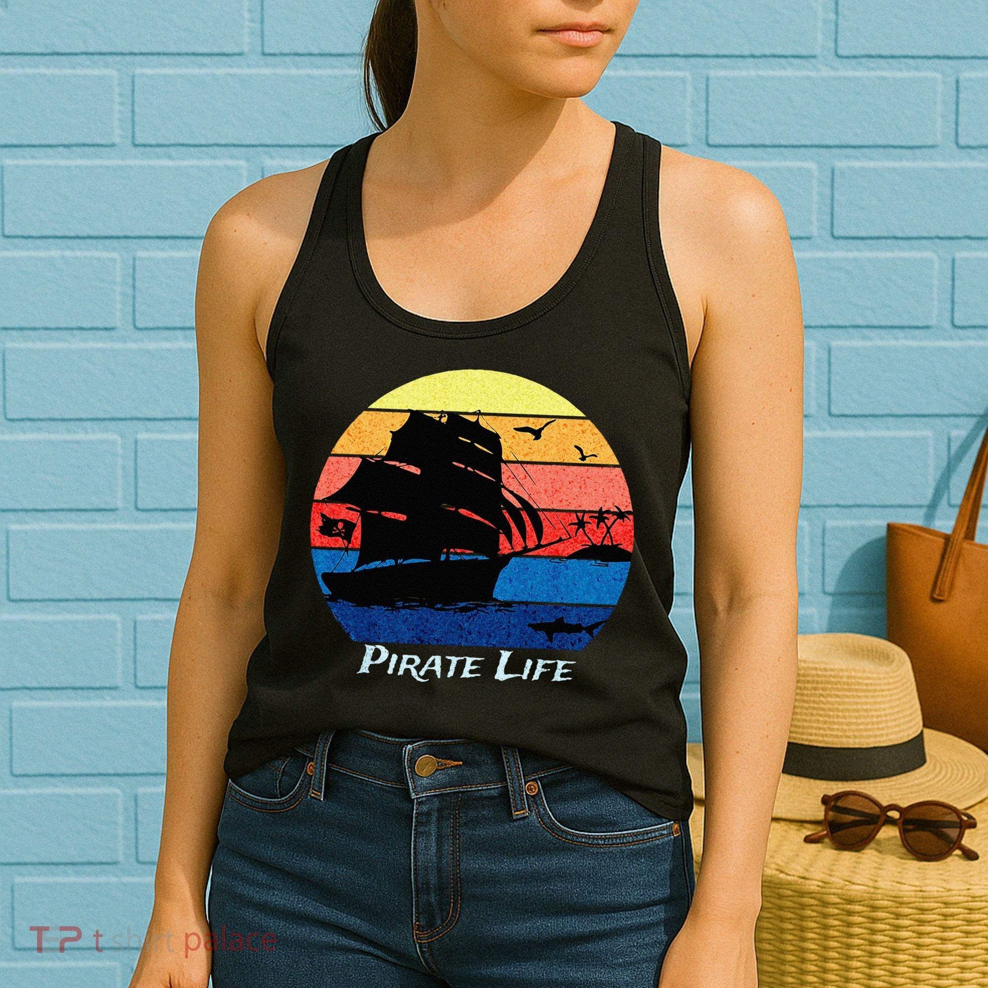 Arrgh Pirate Life Pirate Ship And Jolly Roger Flag Pirate Women's Tank Top