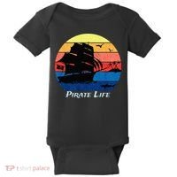 Arrgh Pirate Life Pirate Ship And Jolly Roger Flag Pirate Baby Bodysuit thumb 0