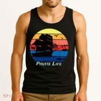 Arrgh Pirate Life Pirate Ship And Jolly Roger Flag Pirate Tank Top thumb 3