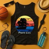 Arrgh Pirate Life Pirate Ship And Jolly Roger Flag Pirate Tank Top thumb 4