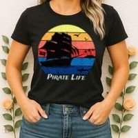 Arrgh Pirate Life Pirate Ship And Jolly Roger Flag Pirate Women's T-Shirt thumb 2