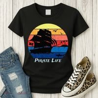 Arrgh Pirate Life Pirate Ship And Jolly Roger Flag Pirate Women's T-Shirt thumb 3
