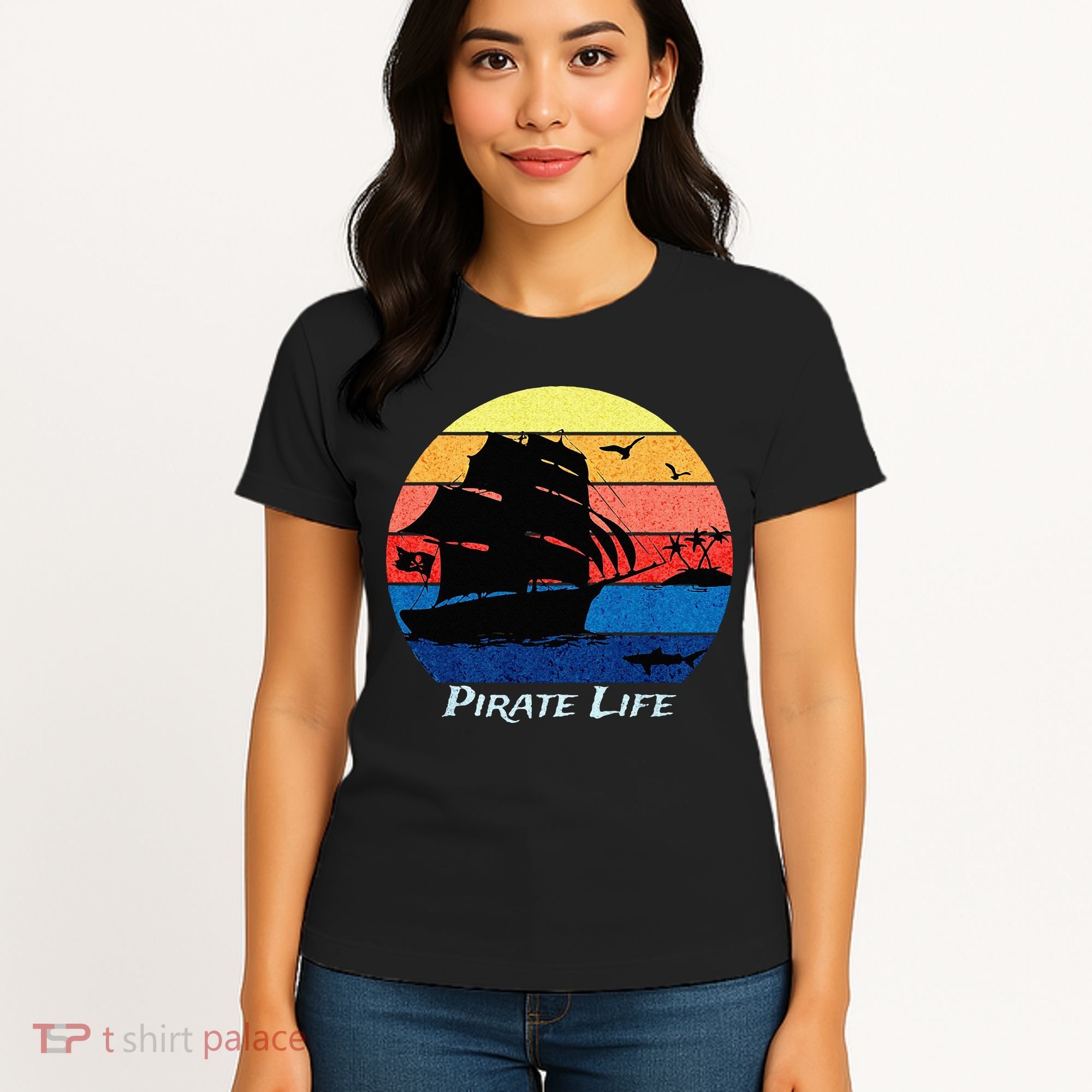 Arrgh Pirate Life Pirate Ship And Jolly Roger Flag Pirate Women's T-Shirt