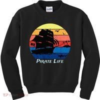 Arrgh Pirate Life Pirate Ship And Jolly Roger Flag Pirate Kids Sweatshirt thumb 0