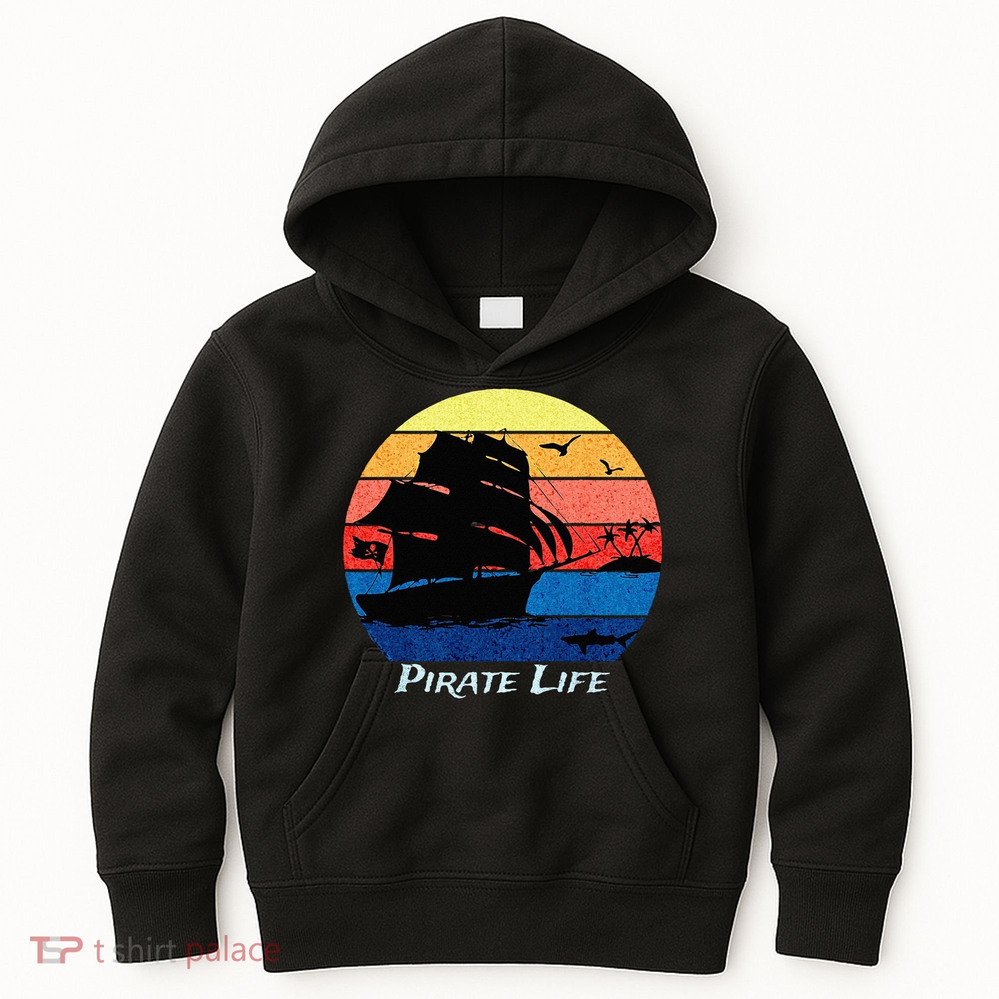 Arrgh Pirate Life Pirate Ship And Jolly Roger Flag Pirate Kids Hoodie