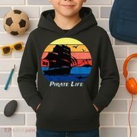 Arrgh Pirate Life Pirate Ship And Jolly Roger Flag Pirate Kids Hoodie thumb 2