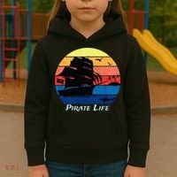 Arrgh Pirate Life Pirate Ship And Jolly Roger Flag Pirate Kids Hoodie thumb 3