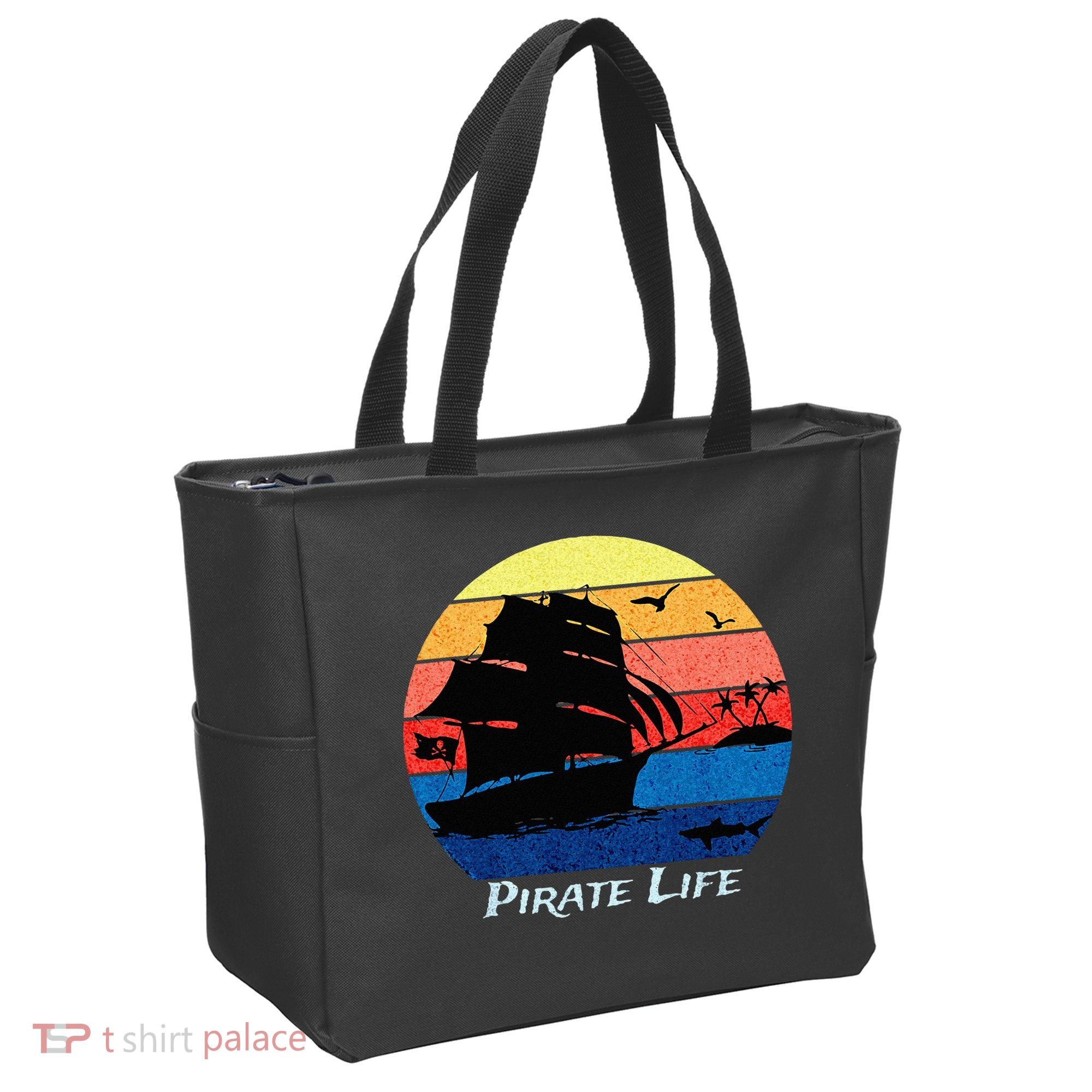 Arrgh Pirate Life Pirate Ship And Jolly Roger Flag Pirate Tote Bag