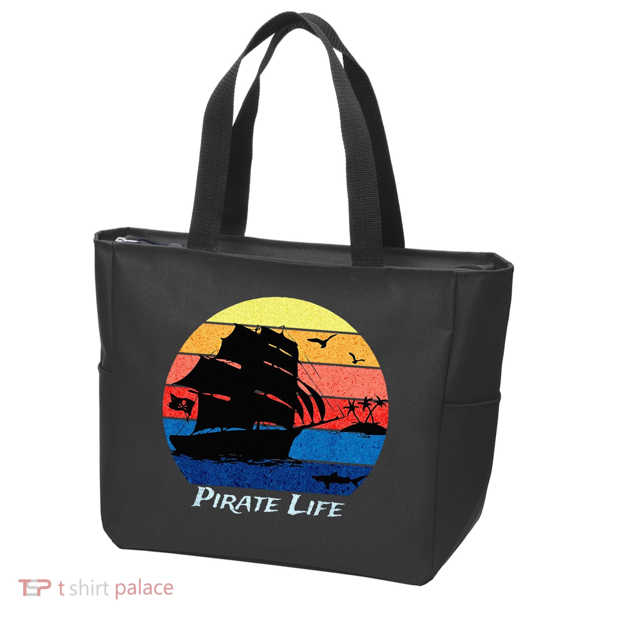 Arrgh Pirate Life Pirate Ship And Jolly Roger Flag Pirate Tote Bag