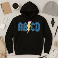 ABCD Pencil Lightning Rockn Roll Teacher Back To School Hoodie thumb 3