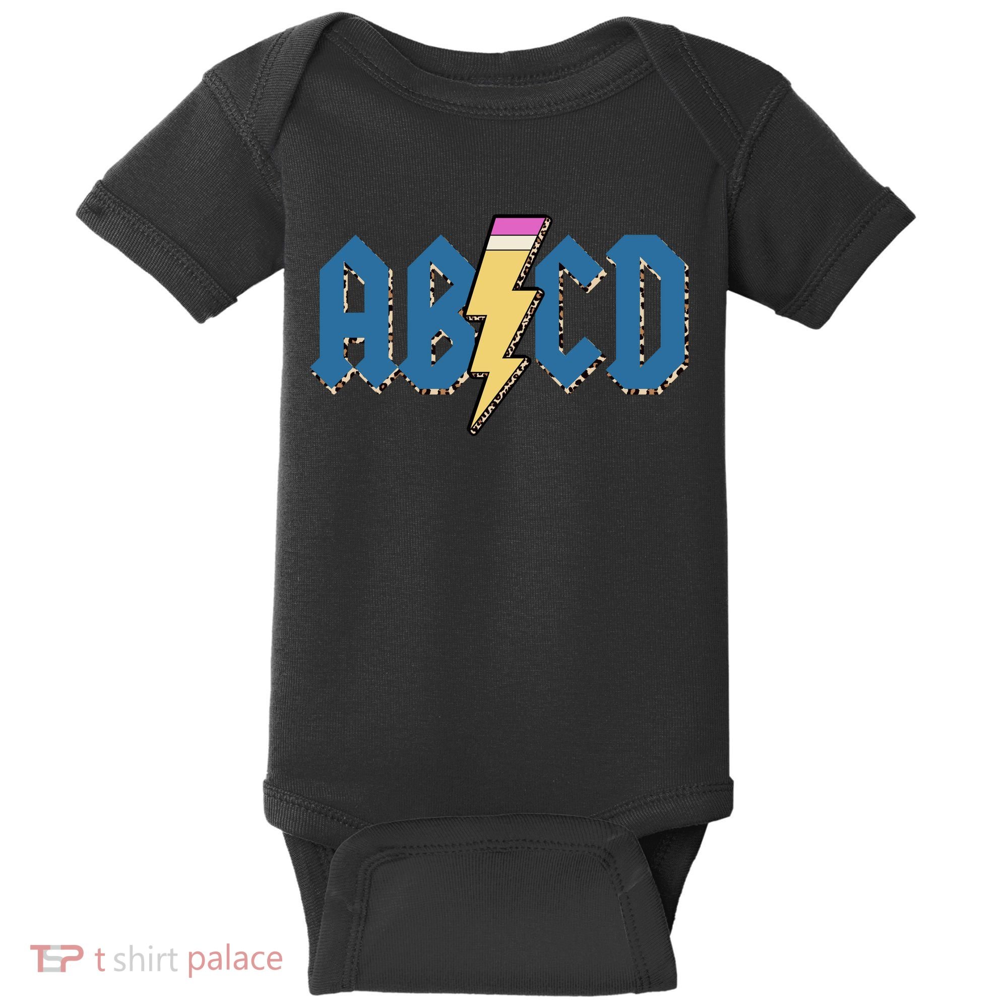 ABCD Pencil Lightning Rockn Roll Teacher Back To School Baby Bodysuit