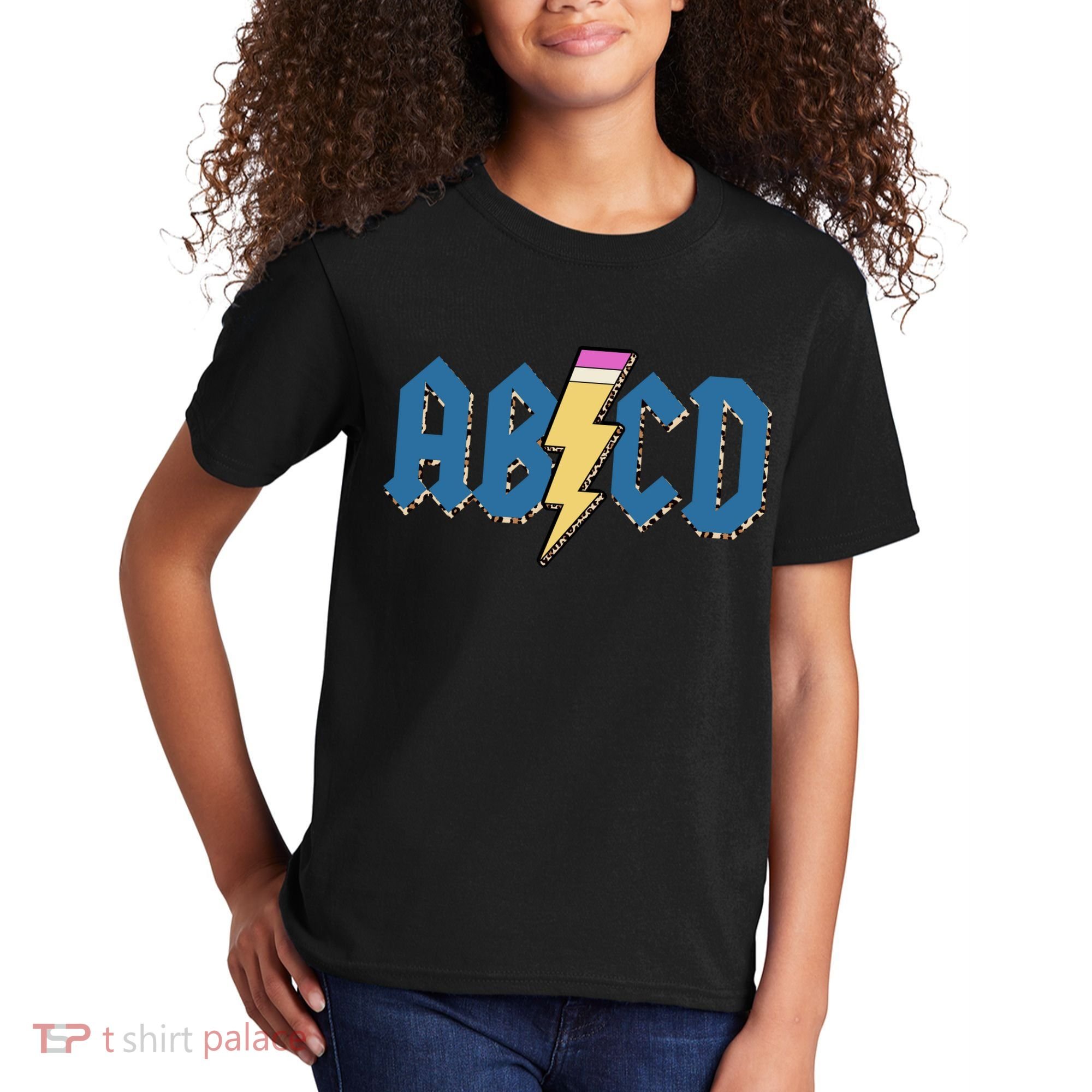 ABCD Pencil Lightning Rockn Roll Teacher Back To School Kids T-Shirt