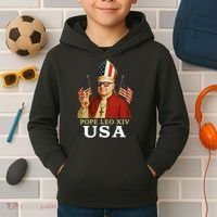 American Pope Leo XIV USA Kids Hoodie thumb 2