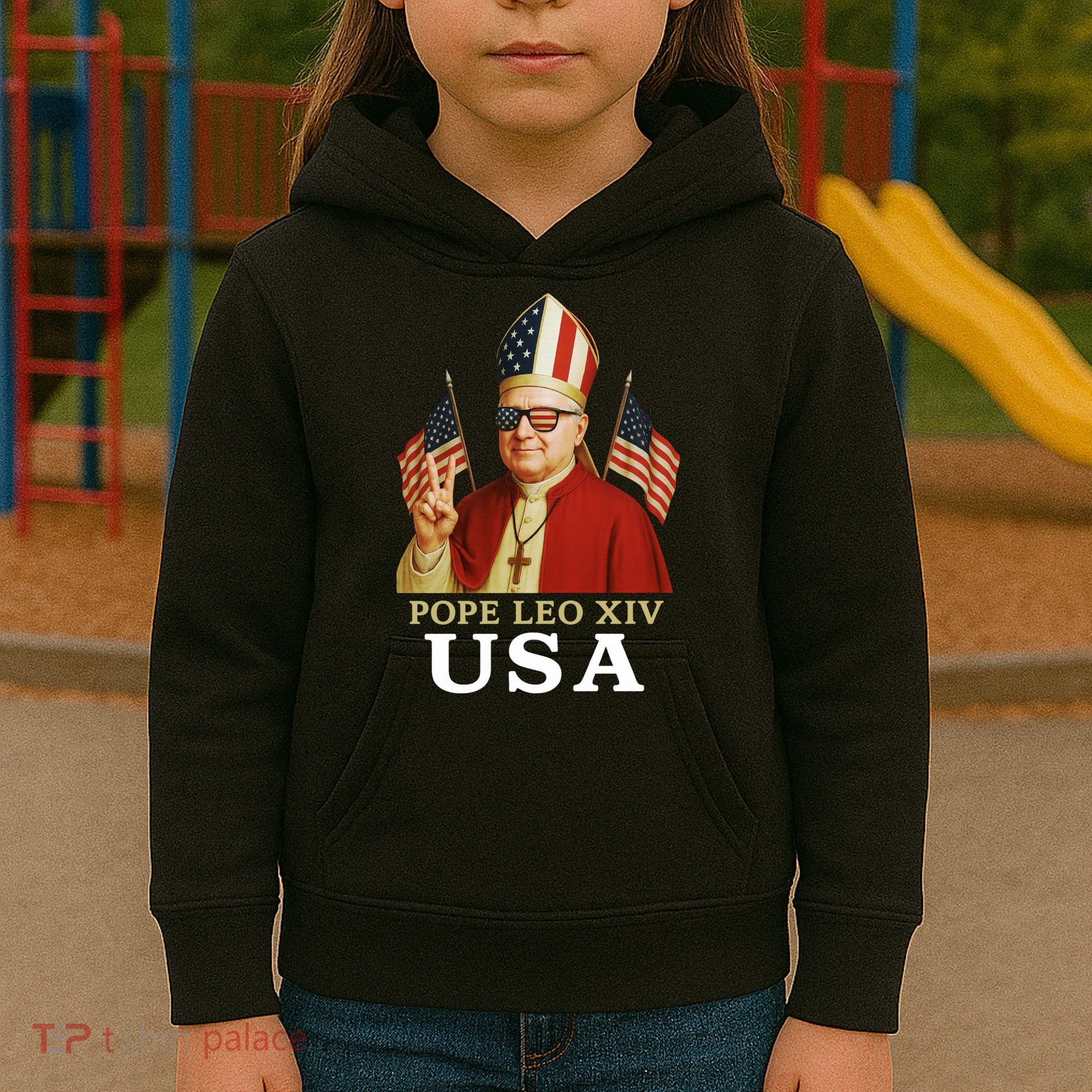 American Pope Leo XIV USA Kids Hoodie