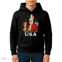 American Pope Leo XIV USA Kids Hoodie thumb 4