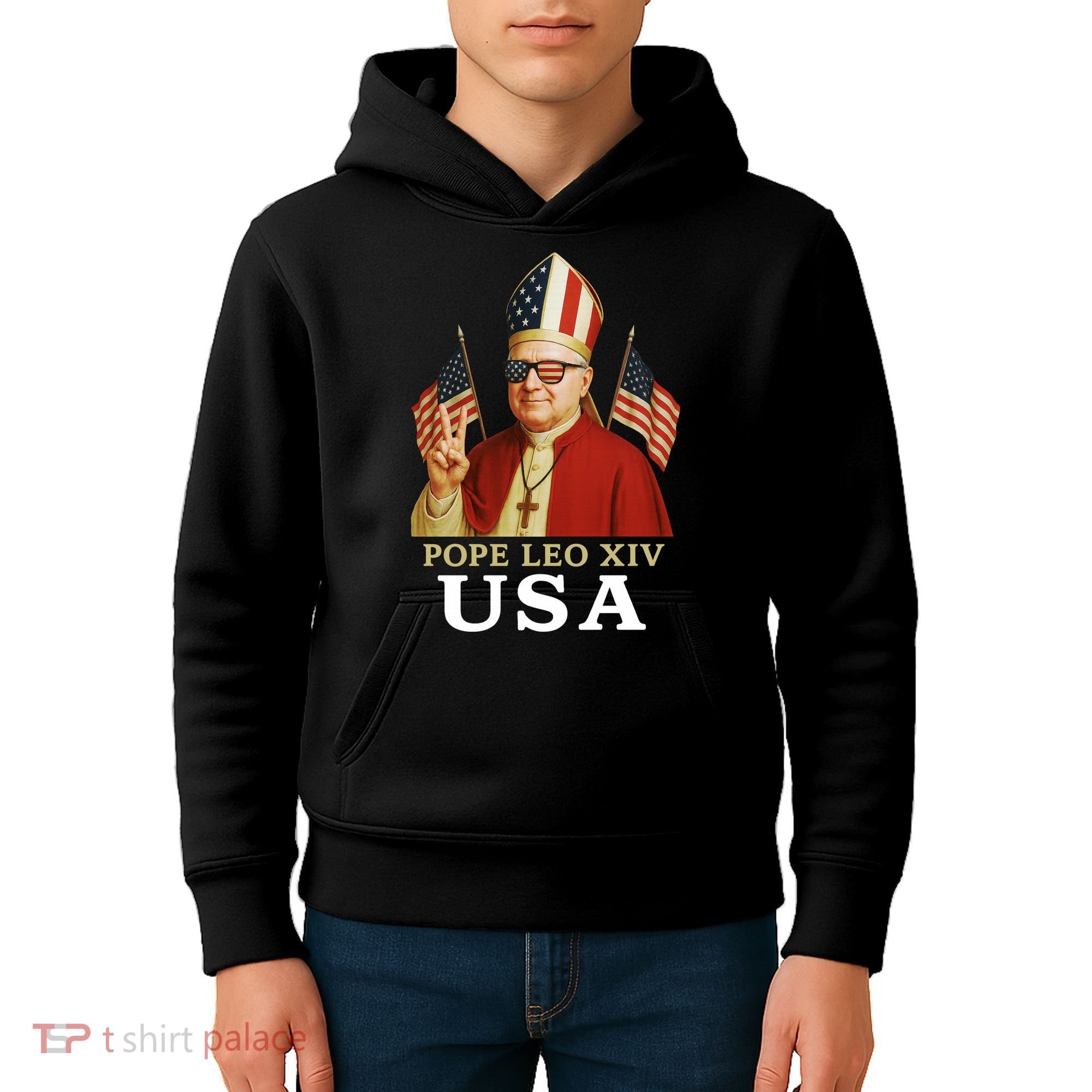 American Pope Leo XIV USA Kids Hoodie