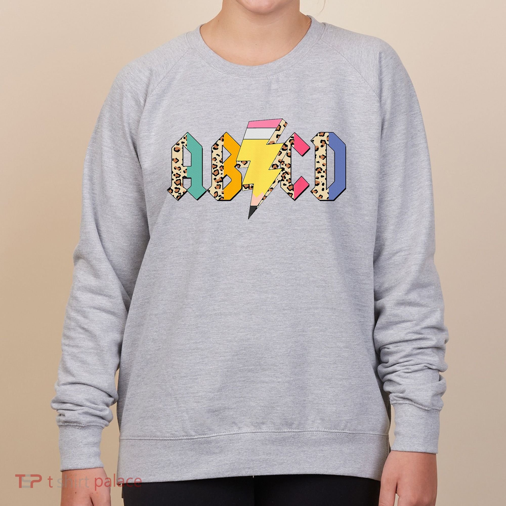 ABCD Pencil Lightning Bolt Back To School Teachers Women's Sweatshirt