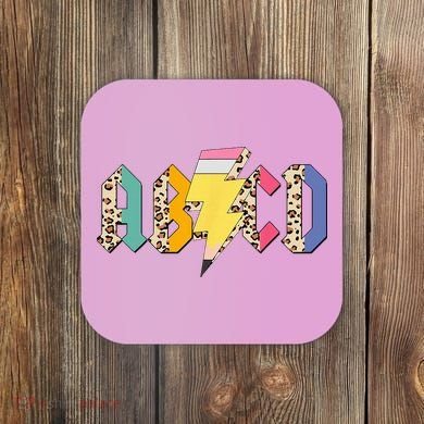 ABCD Pencil Lightning Bolt Back To School Teachers Coaster