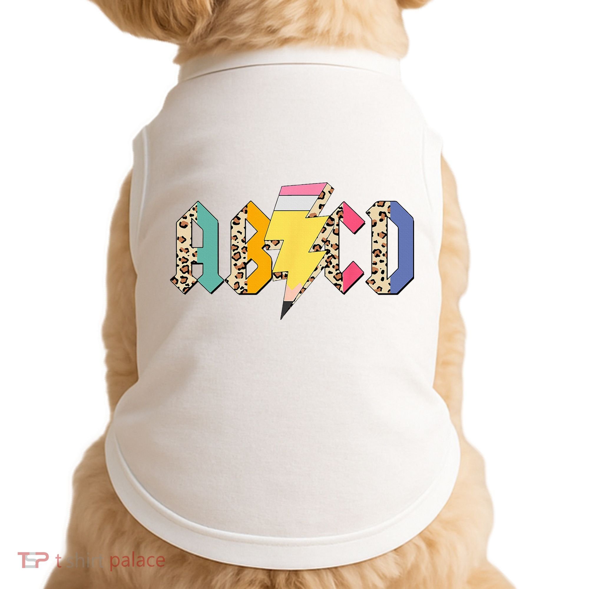 ABCD Pencil Lightning Bolt Back To School Teachers Doggie Tank