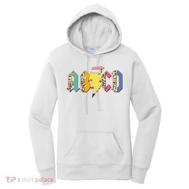 ABCD Pencil Lightning Bolt Back To School Teachers Women's Hoodie
