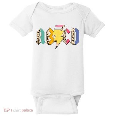 ABCD Pencil Lightning Bolt Back To School Teachers Baby Bodysuit
