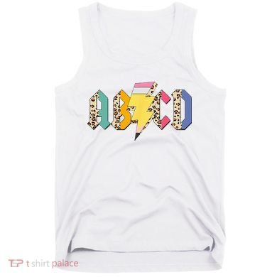 ABCD Pencil Lightning Bolt Back To School Teachers Tank Top