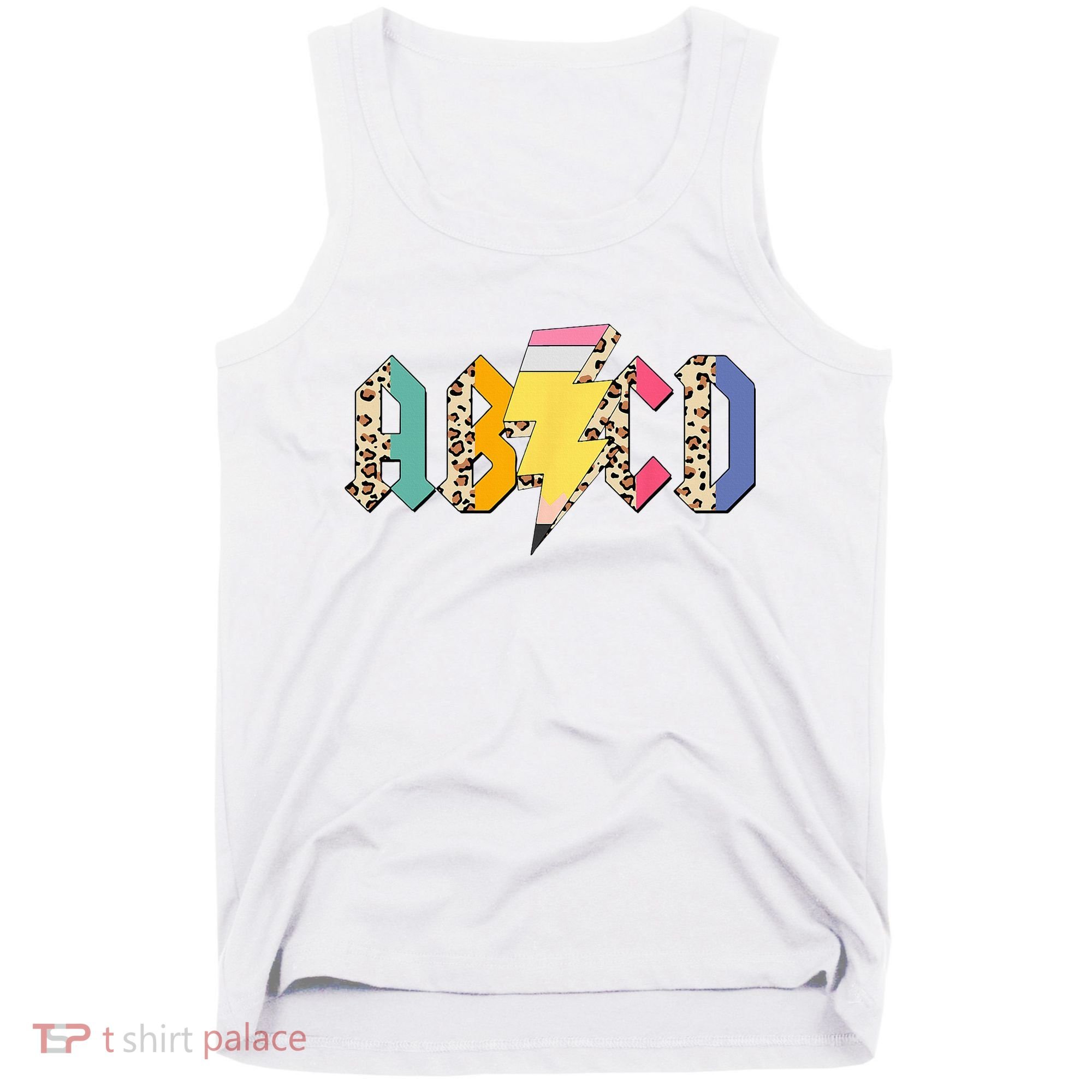 ABCD Pencil Lightning Bolt Back To School Teachers Tank Top
